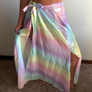 Shimmery rainbow wrap skirt